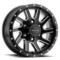 Raceline 821M Twisted 16x6in / 8x6.5 BP / 0mm Offset / 4.9mm Bore - Black and Milled