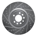 R1 08-11 Saab 9-3 Front Left Drilled & Slotted Silver Brake Rotor