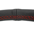NRG Reinforced Stealth Wheel (380mm) 3 Spoke Center - 1in Deep Dish - Perforated Leather Red Stitch