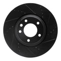 R1 03-15 Audi Q7 Left Front Drilled & Slotted Black Brake Rotor