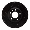 R1 03-15 Audi Q7 Right Front Drilled & Slotted Black Brake Rotor
