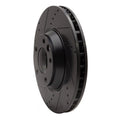 R1 03-15 Audi Q7 Right Front Drilled & Slotted Black Brake Rotor