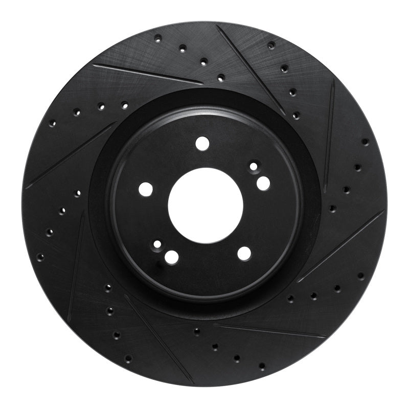 R1 21-26 Hyundai Sonata Front Right Drilled & Slotted Black Brake Rotor