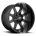 MO970 17X8 5X5.0/5.5 00MM GLOSS BLACK W/ MILLED SPOKE & MOTO METAL ON LIP
