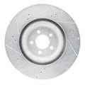 R1 15-23 Ford Mustang Front Right Drilled & Slotted Silver Brake Rotor