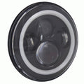 MOTORCYCLE 7 INCH ROUND W/ANGEL EYE HALO BLACK FRONT 6-LED H