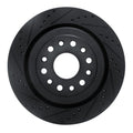 R1 19-25 Ram 1500 Rear Left Drilled & Slotted Black Brake Rotor