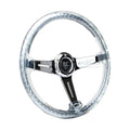 Reinforced Steering Wheel - Matsuri 350mm 2 Deep Dish Clear Acrylic Steering Wheel in Clear and Geometric NeoChrome spoke finish with slits.