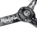 NRG Sport Steering Wheel (350mm/ 1.5in. Deep) Black Etched Spokes/ Black Leather w/ Black Stitch