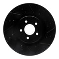 R1 07-14 Ford Mustang Front Right Drilled & Slotted Black Brake Rotor