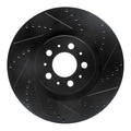 R1 04-07 Volvo V70 Front Right Drilled & Slotted Black Brake Rotor