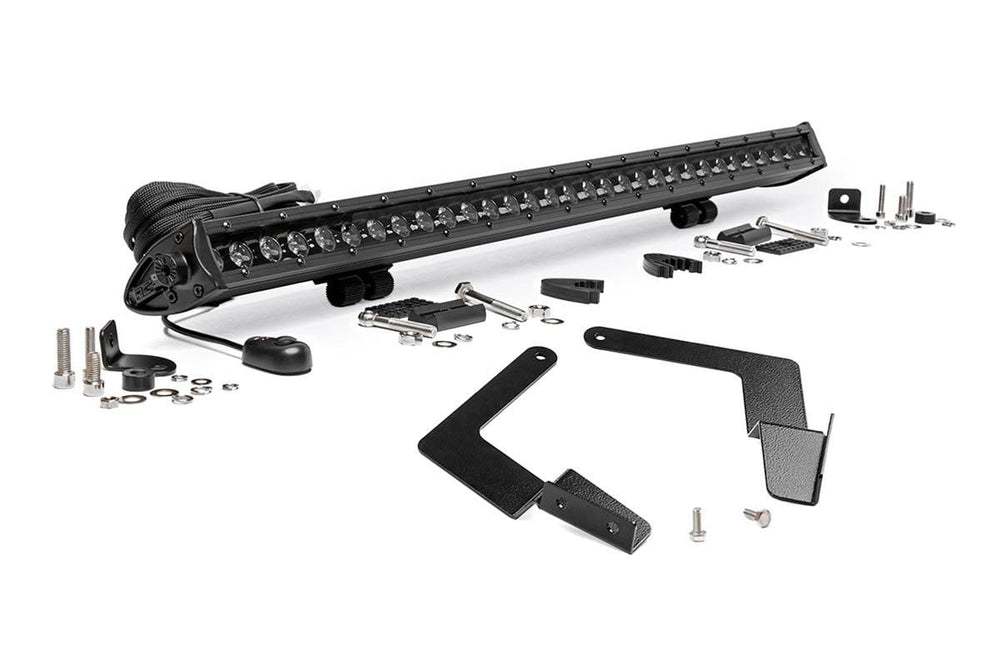1x 70730BL 1x 70619 LED Light Lower Grille Mnt 30 Black Single Row Toyota Tacoma (16-22)