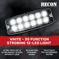 12-LED 30 Function Ultra-Thin Strobe light - Dimensions: 5.25x2.0x0.25 - White Color