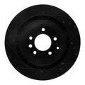 R1 05-18 Porsche Cayenne Rear Right Drilled & Slotted Black Brake Rotor