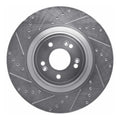 R1 18-20 Genesis G80 Front Left Drilled & Slotted Silver Brake Rotor