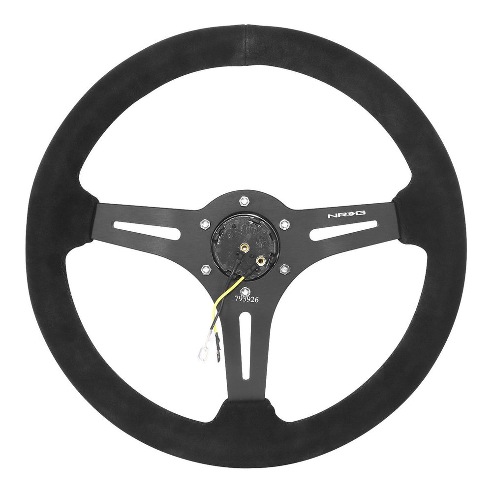 NRG Reinforced Suede Racing Steering Wheel 350mm / 2.5in Deep / 4mm Matte Black Spoke