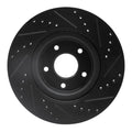 R1 2013-2025 Infiniti Q50 Front Left Drilled & Slotted Black Brake Rotor