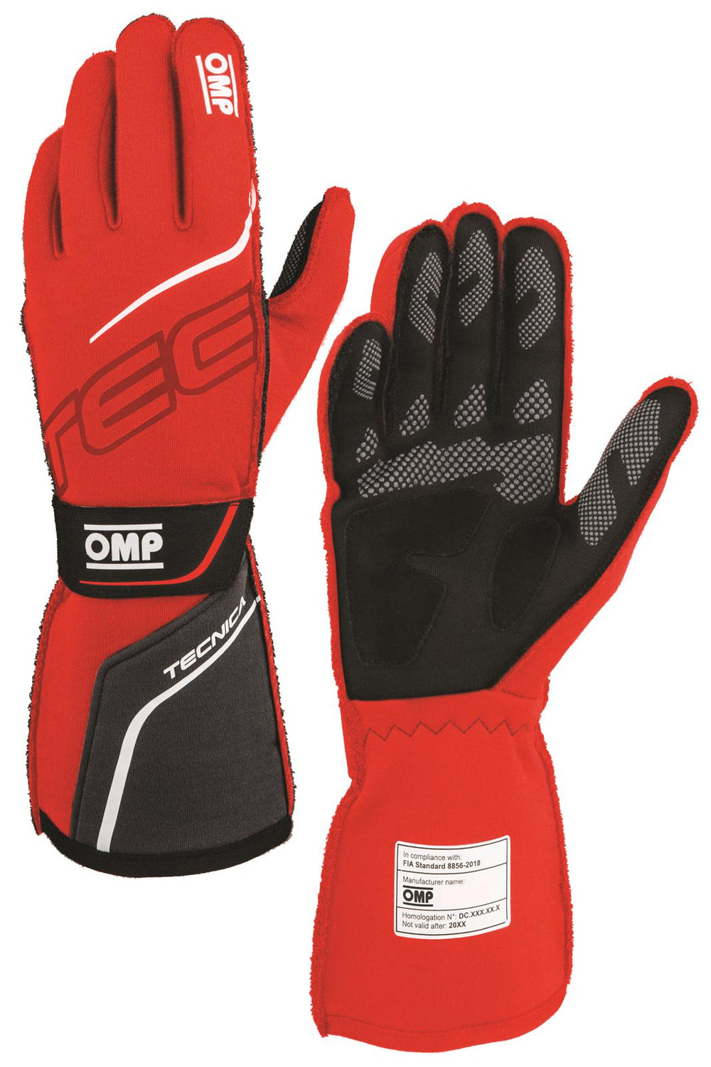 OMP TECNICA GLOVES FIA 8856-2018 RED / BLACK SZ L