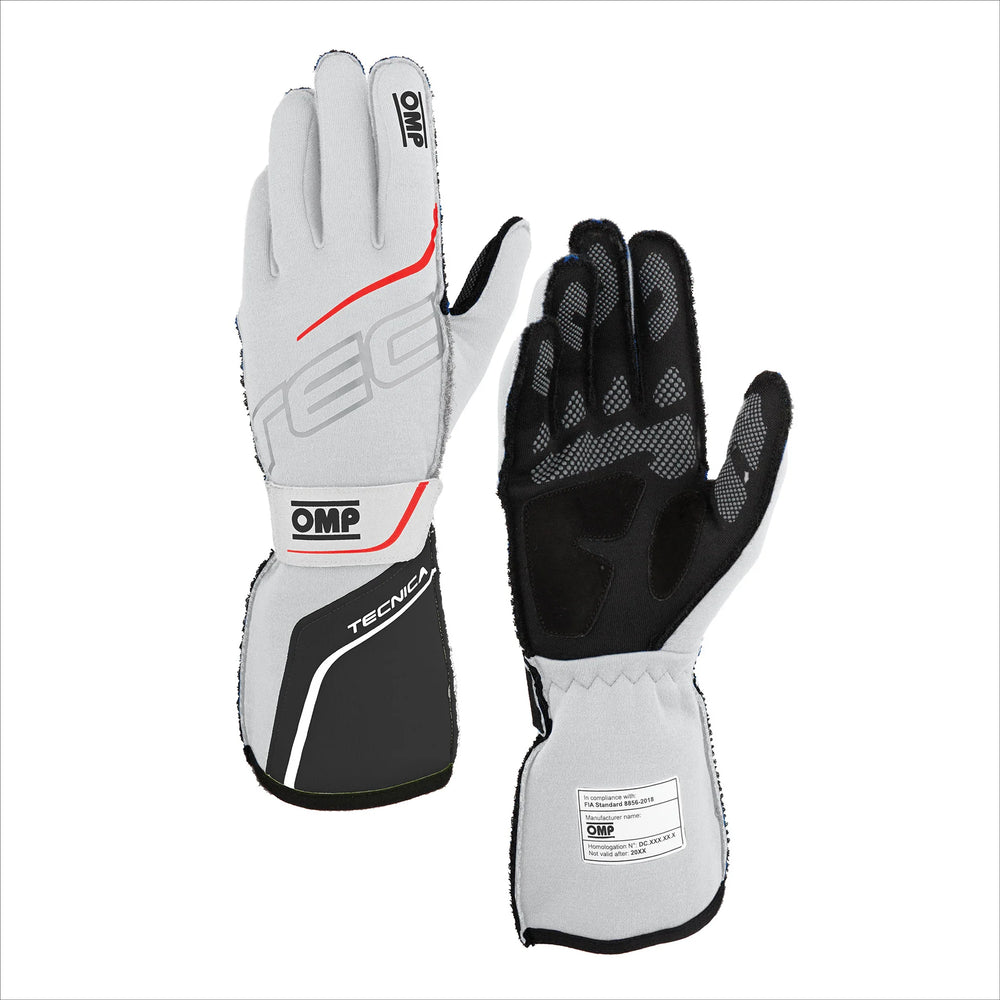 OMP Tecnica Gloves White/Anthracite - Size M (Fia 8856-2018)