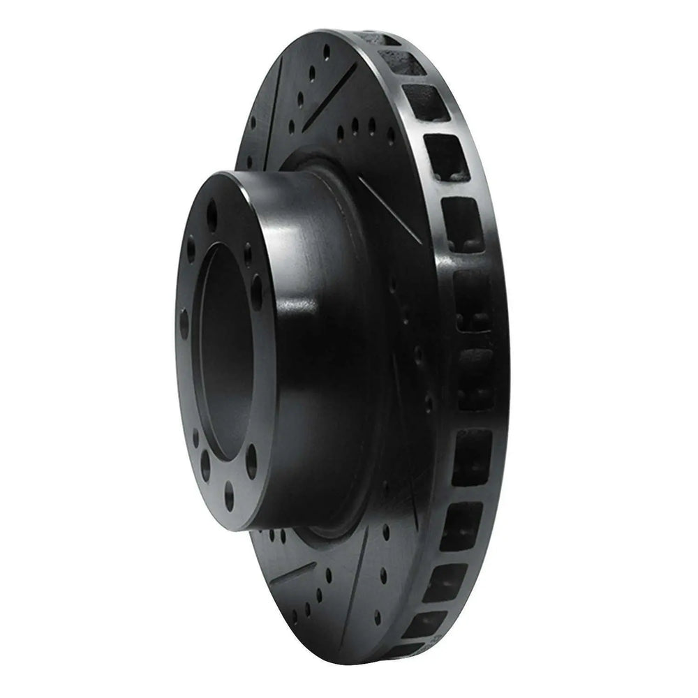 R1 86-91 Porsche 928 Right Front Drilled & Slotted Black Brake Rotor