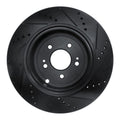R1 18-25 Genesis G70 Rear Left Drilled & Slotted Black Brake Rotor