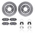 R1 13-24 Hyundai Sonata Rear Drilled & Slotted Silver Brake Rotor Set w/Ceramic Pads and Hardware