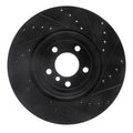 R1 10-19 BMW 535I GT Rear Left Drilled & Slotted Black Brake Rotor