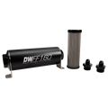 DeatschWerks Stainless Steel 6AN 40 Micron Universal Inline Fuel Filter Housing Kit (160mm)