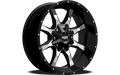 MO970 17X8 8X6.5 00MM GLOSS BLACK W/ MILLED SPOKE & MOTO METAL ON LIP