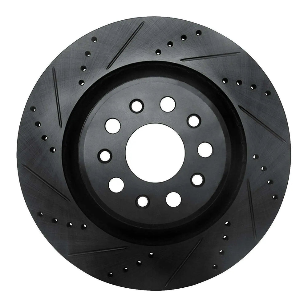 R1 2017-2024 Maserati Ghibli Rear Right Drilled & Slotted Black Brake Rotor