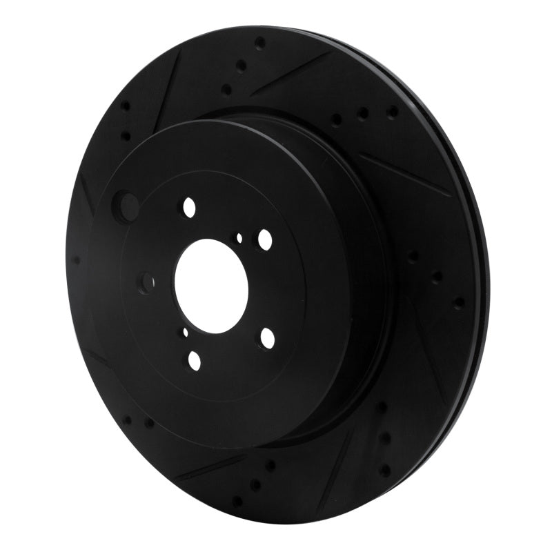 R1 17-25 Subaru BRZ Rear Left Drilled & Slotted Black Brake Rotor