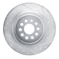 R1 03-05 Jaguar S-Type Rear Right Drilled & Slotted Silver Brake Rotor