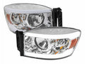 HEADLIGHTS WITH LED BAR CHROME HOUSING CLEAR LENS