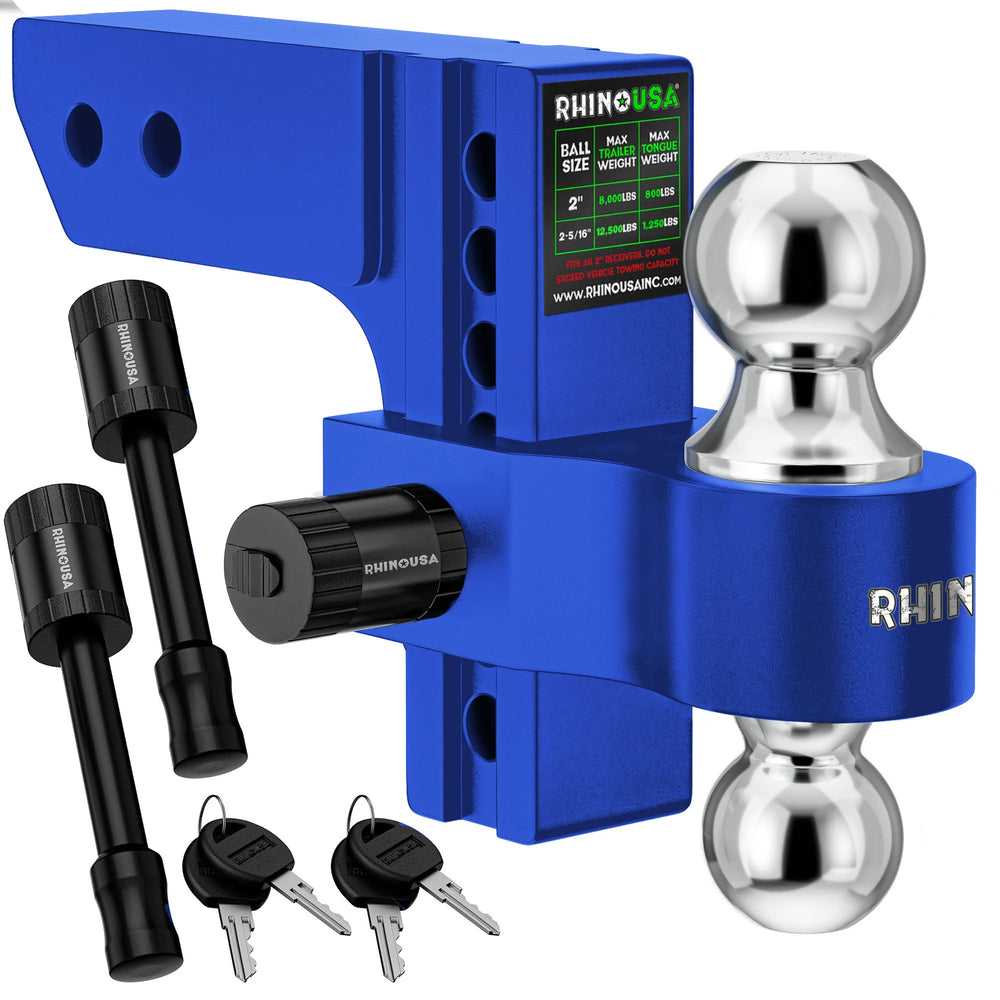 Rhino USA 6In Heavy Duty Drop Hitch - 2In (Blue)