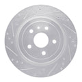 R1 08-14 Cadillac CTS Rear Left Drilled & Slotted Silver Brake Rotor