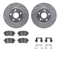 R1 04-09 Toyota Prius Front Drilled & Slotted Silver Brake Rotor Set w/Ceramic Pads and Hardware