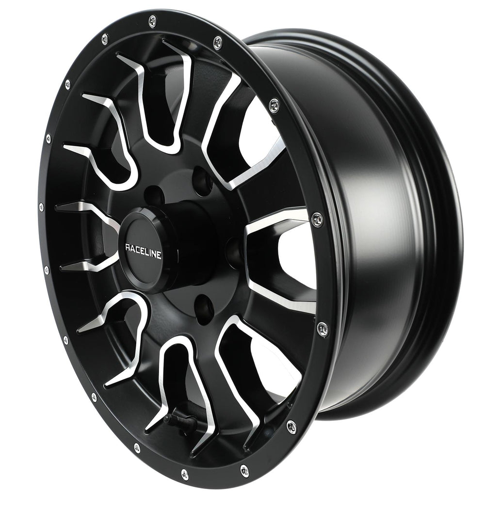 Raceline 861M Mamba 15x6in / 5x5 BP / 0mm Offset / 3.19mm Bore - Black and Milled