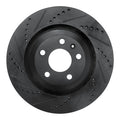 R1 05-11 Audi A6 Quattro Rear Left Drilled & Slotted Black Brake Rotor
