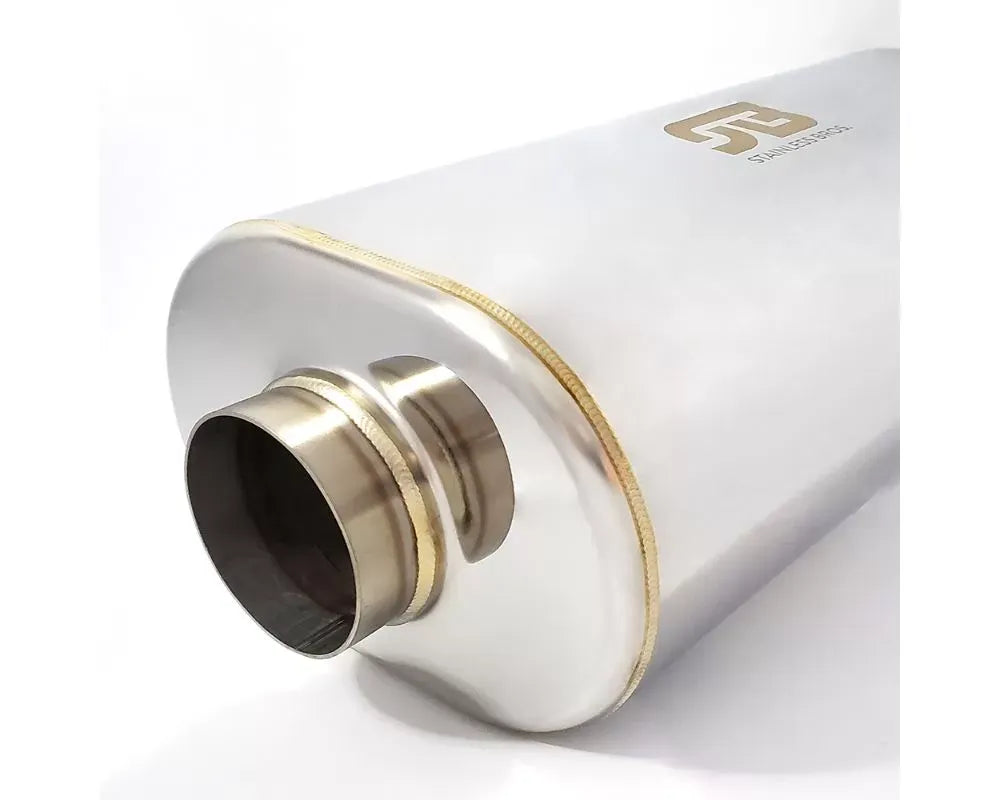 Stainless Bros 2.5in x 17in OAL SS304 Oval Muffler - Polished