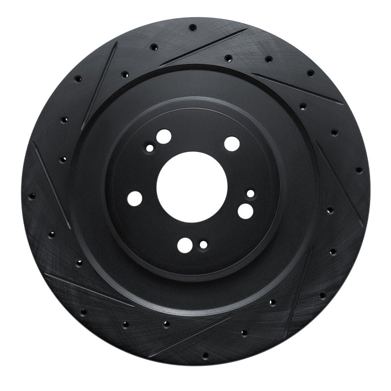 R1 21-26 Genesis Electrified GV70 Rear Left Drilled & Slotted Black Brake Rotor