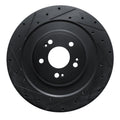 R1 21-26 Genesis Electrified GV70 Rear Left Drilled & Slotted Black Brake Rotor