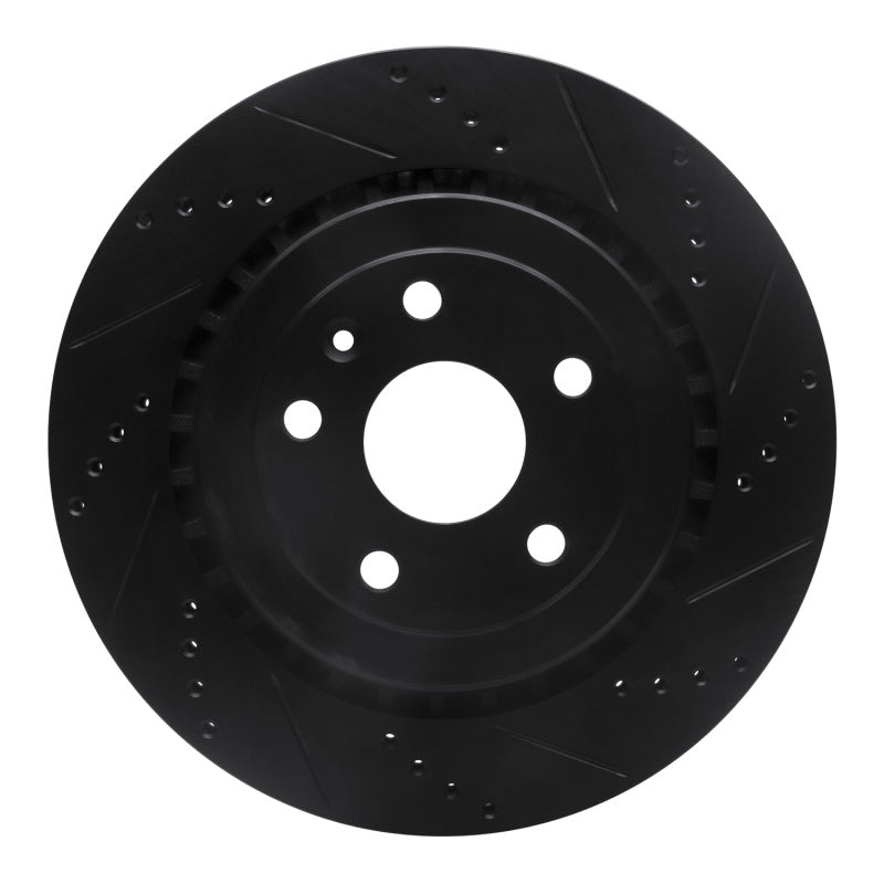 R1 16-24 Cadillac ATS Rear Right Drilled & Slotted Black Brake Rotor