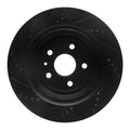 R1 16-24 Cadillac ATS Rear Right Drilled & Slotted Black Brake Rotor