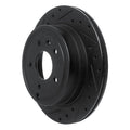 R1 07-15 Chevrolet Equinox Rear Left Drilled & Slotted Black Brake Rotor