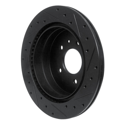 R1 07-15 Chevrolet Equinox Rear Left Drilled & Slotted Black Brake Rotor