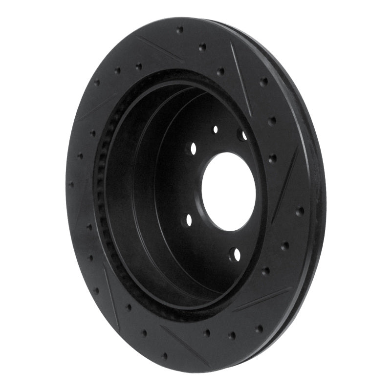 R1 07-15 Chevrolet Equinox Rear Left Drilled & Slotted Black Brake Rotor
