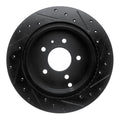 R1 07-15 Chevrolet Equinox Rear Left Drilled & Slotted Black Brake Rotor