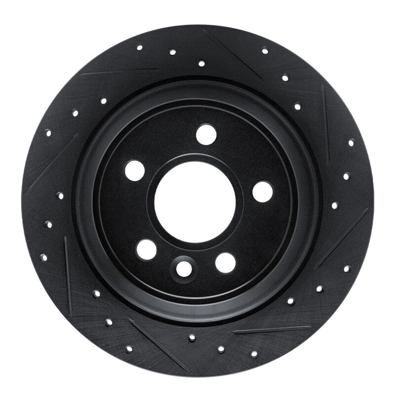 R1 07-10 Volvo S80 Rear Right Drilled & Slotted Black Brake Rotor