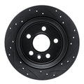 R1 07-10 Volvo S80 Rear Right Drilled & Slotted Black Brake Rotor