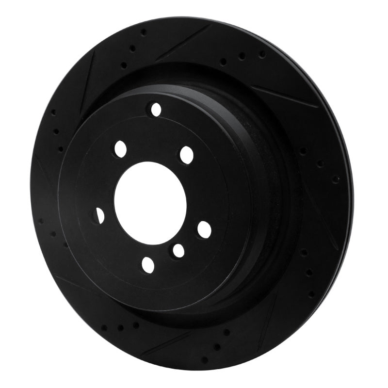 R1 06-12 Land Rover Range Rover Rear Left Drilled & Slotted Black Brake Rotor